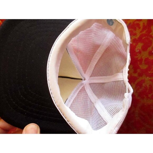 Mesh trucker Skater Cap  NEBRASKA SAND SUPPLY BLACK White OSFA USA True Vtg 80s - Picture 3 of 4